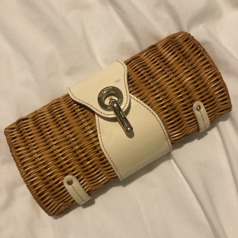 Kate spade wicker clutch EUC